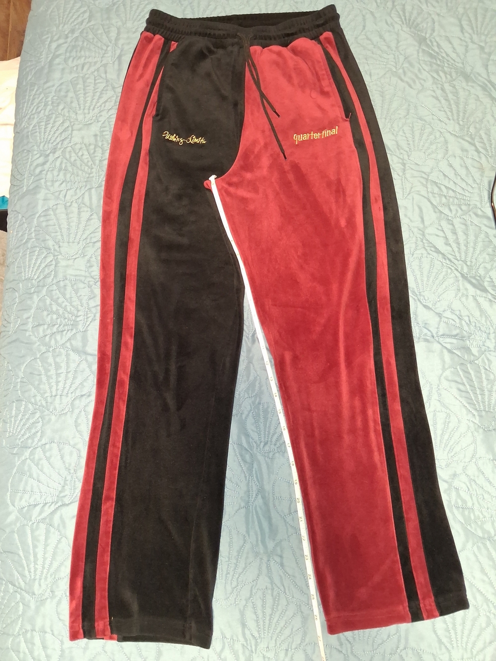 Quarterfinal Two-Tone Black and Burgundy Track Pants